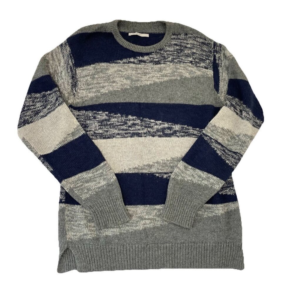 Outerknown Baby Alpaca Blend Chunky Knit Crew-Neck Sweater Blue Gray size XL